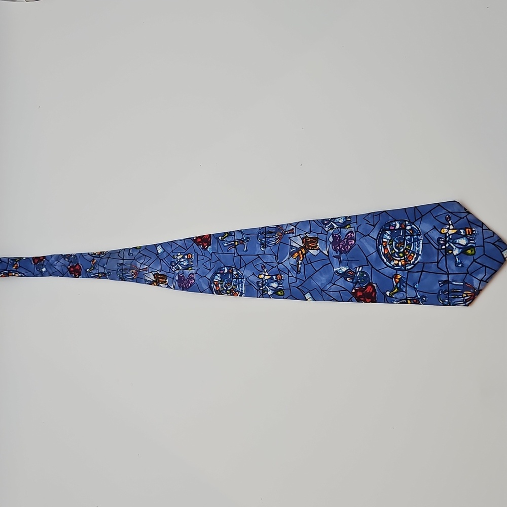 The Art Institute Of Chicago Tie Pure Silk From Italy Blue Glass Pattern